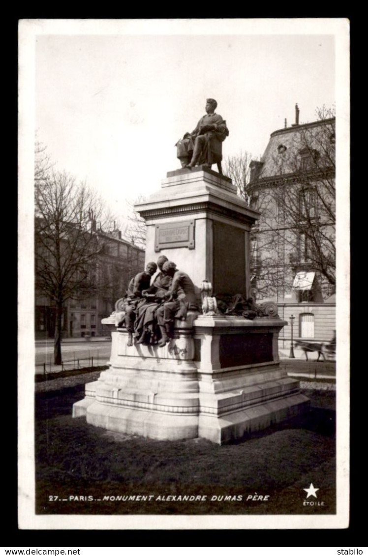 75 - PARIS 17EME - PLACE DU GAL CATROUX - STATUE D'ALEXANDRE DUMAS PERE (1802-1870) - EDITEUR ETOILE, EMAILLOGRAPHIE - Paris (17)