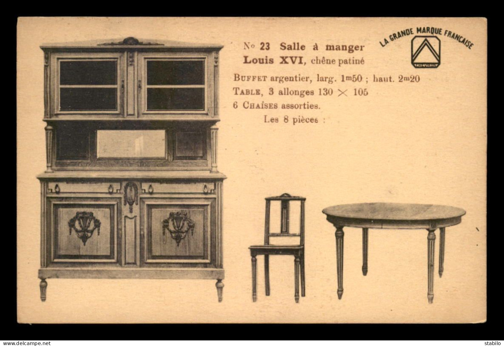 75 - PARIS 9EME - CARTE DE SERVICE DES ETS FOIRE DU MEUBLE, 20 RUE RICHER - SALLE A MANGER LOUIS XVI - Arrondissement: 09