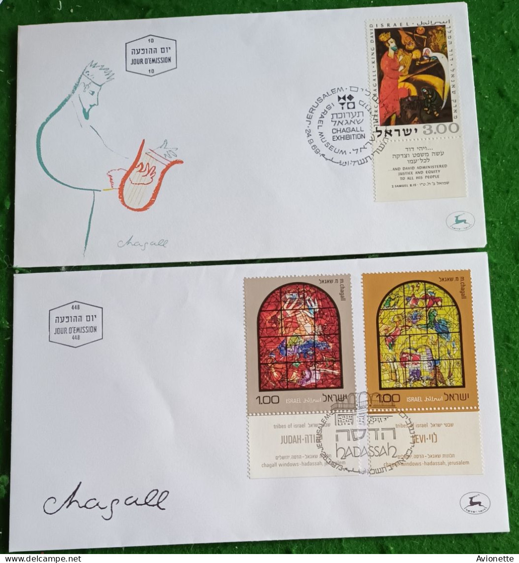 4 Enveloppes 1er Jour Israël / Chagall - Storia Postale