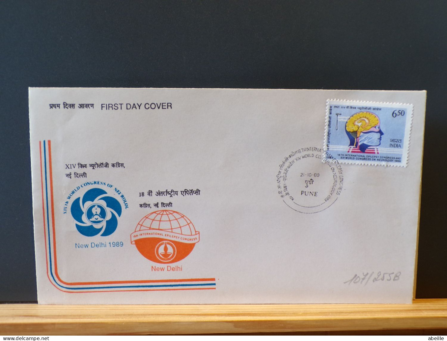 107/255B  FDC INDIA  EPILEPSY - Malattie