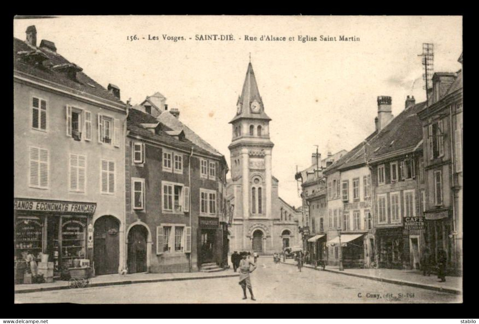 88 - SAINT-DIE - RUE D'ALSACE ET EGLISE ST-MARTIN - Saint Die