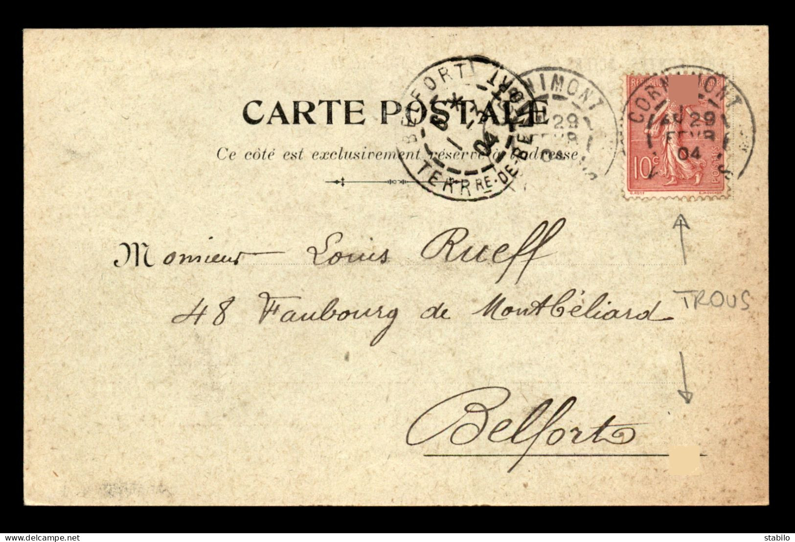 88 - CORNIMONT - CARTE DE SERVICE - EMILE COLIN, QUINCAILLERIE - FEVRIER 1904 - Cornimont