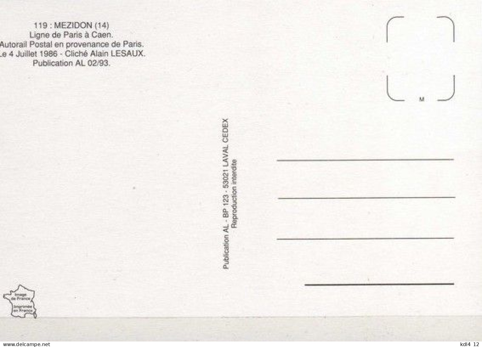 AL 119 - Autorail Postal X 94750 Vers MEZIDON - Calvados - SNCF - Other & Unclassified