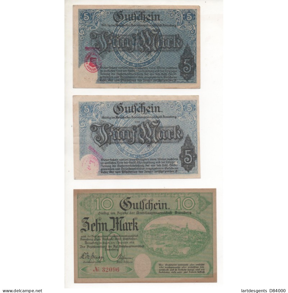 NOTGELD - ANNABERG - 5 Different Notes - VARIANTE - 1918 (A051) - [11] Local Banknote Issues