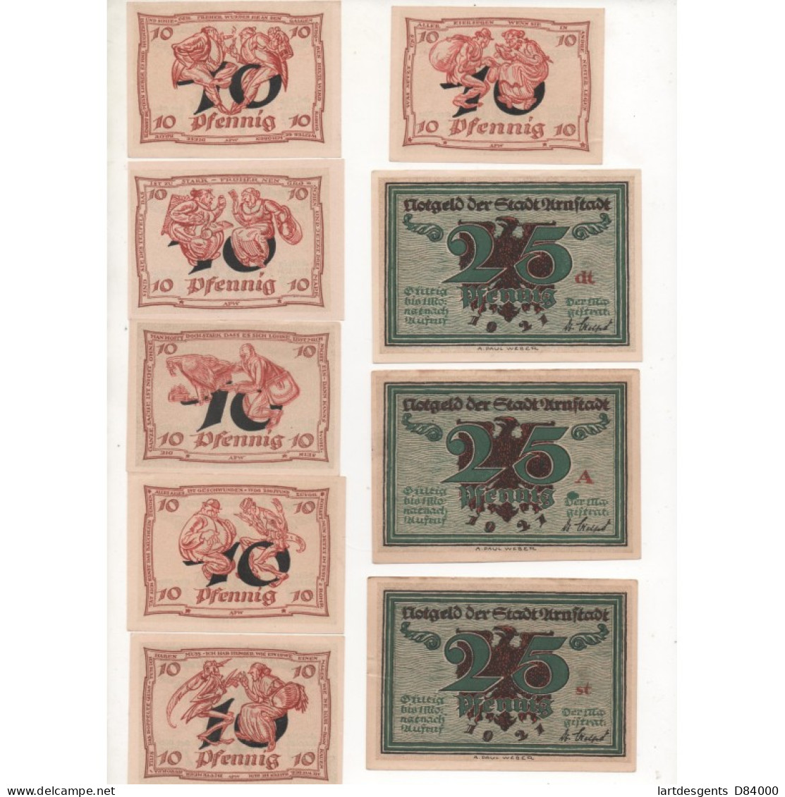 NOTGELD - ARNSTADT - 3 Series Of 6 (18 Different Notes) 10 & 25 & 50 Pfennig - 1921 (A061) - [11] Local Banknote Issues