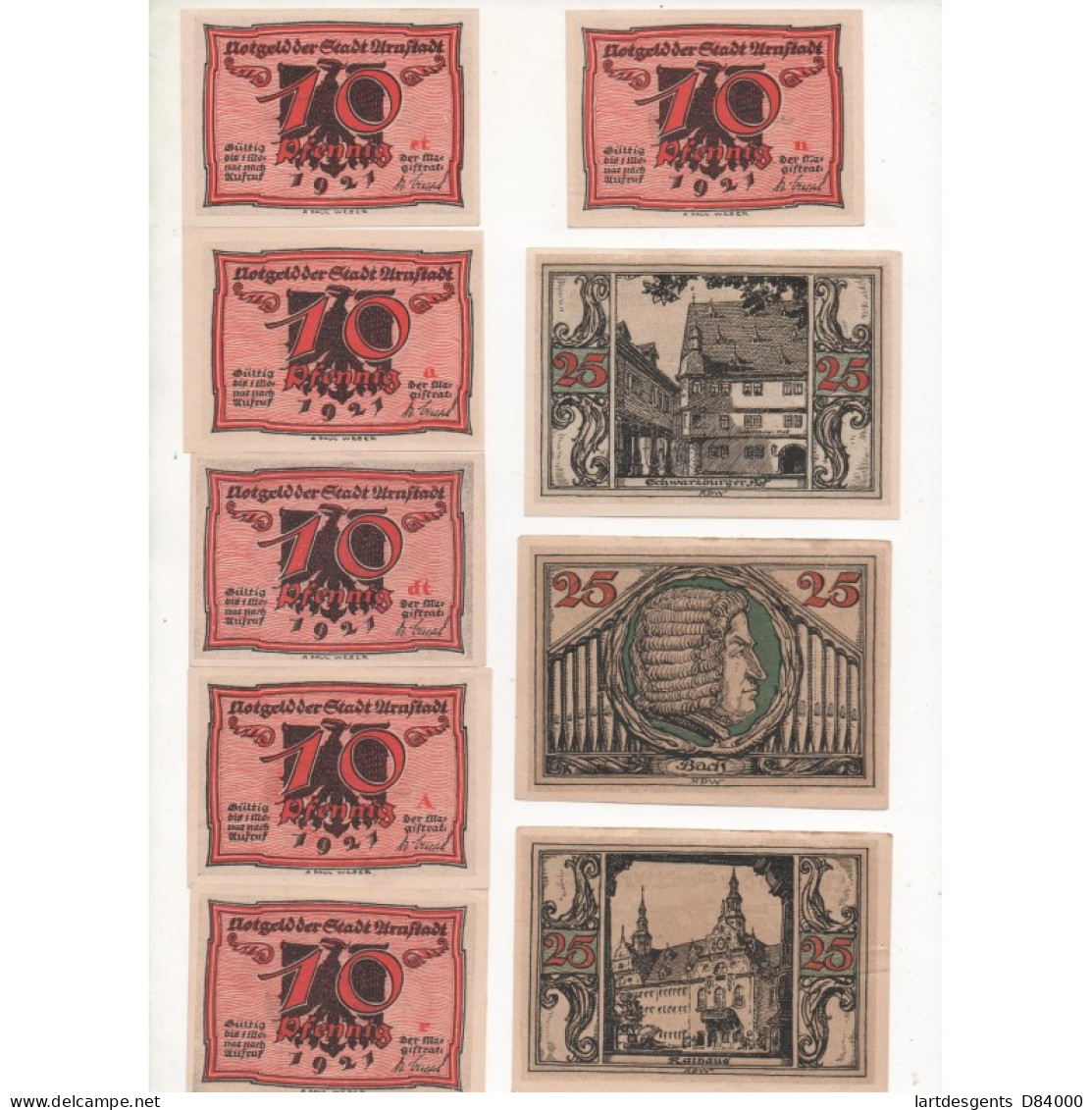 NOTGELD - ARNSTADT - 3 Series Of 6 (18 Different Notes) 10 & 25 & 50 Pfennig - 1921 (A061) - [11] Local Banknote Issues