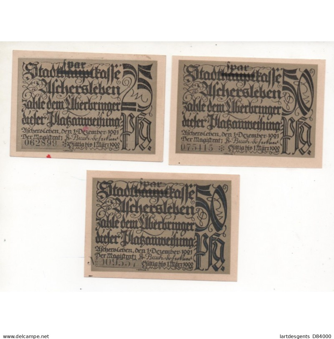 NOTGELD - ASCHERSLEBEN - 9 Different Notes - 25 & 50 & 75 Pfennig - Color - 1921 (A069) - [11] Emissions Locales