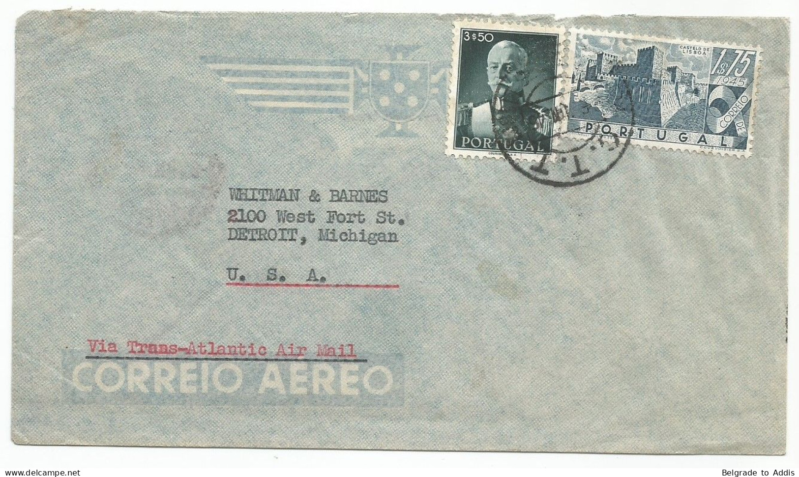 Portugal Afinsa 659 & 669 On Air Mail Cover To USA 1946 - Covers & Documents