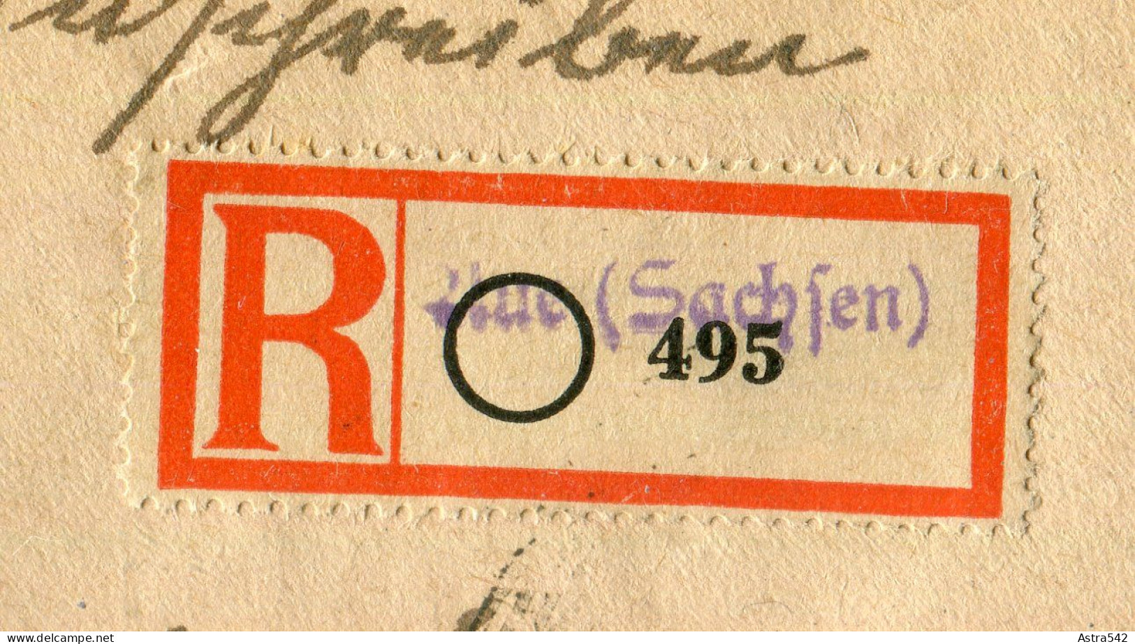 "ALL. BESETZUNG" 1948, Reco-Brief Ex AUE Mit Not-R-Zettel, Roter Ovalstempel "AUE (SACHSEN) Gebuehr Bezahlt" (A2009) - Cartas & Documentos