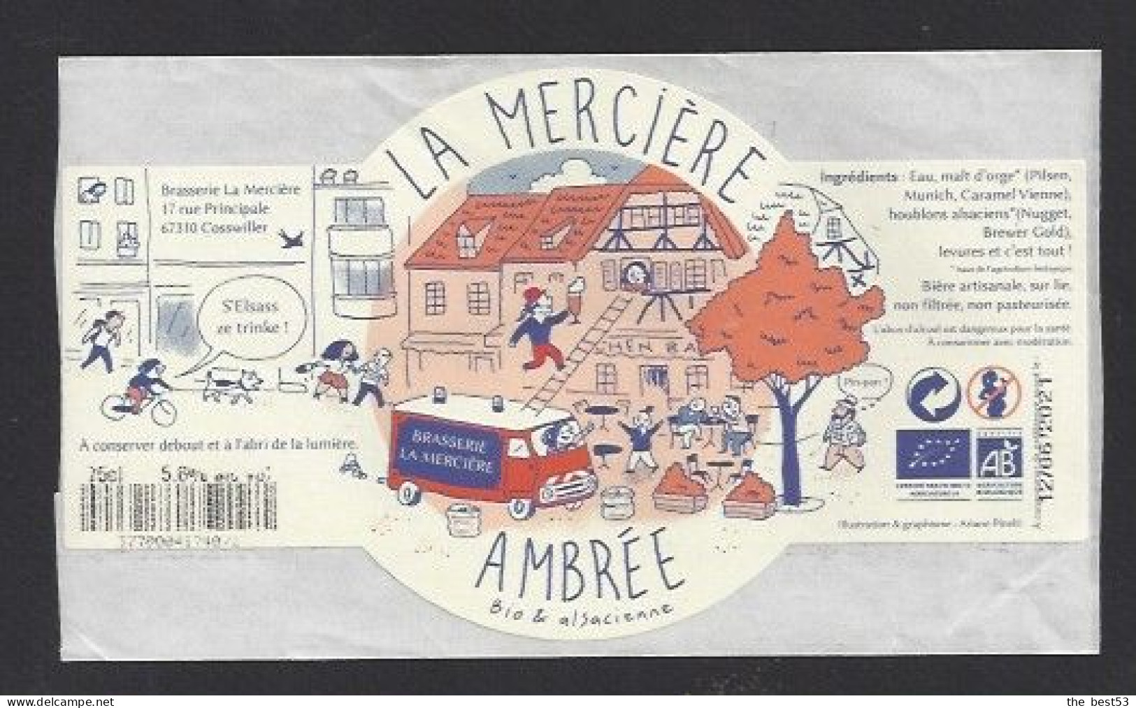 Etiquette De Bière Ambrée  -  Brasserie La Mercière  à  Cosswiller  (67) - Bier