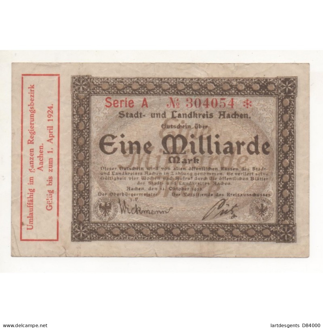 NOTGELD - AACHEN - 6 Different Notes - 1923 (A009) - Lokale Ausgaben