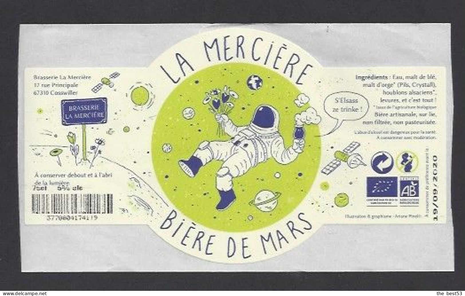 Etiquette De Bière De Mars  -  Brasserie La Mercière  à  Cosswiller  (67) - Cerveza