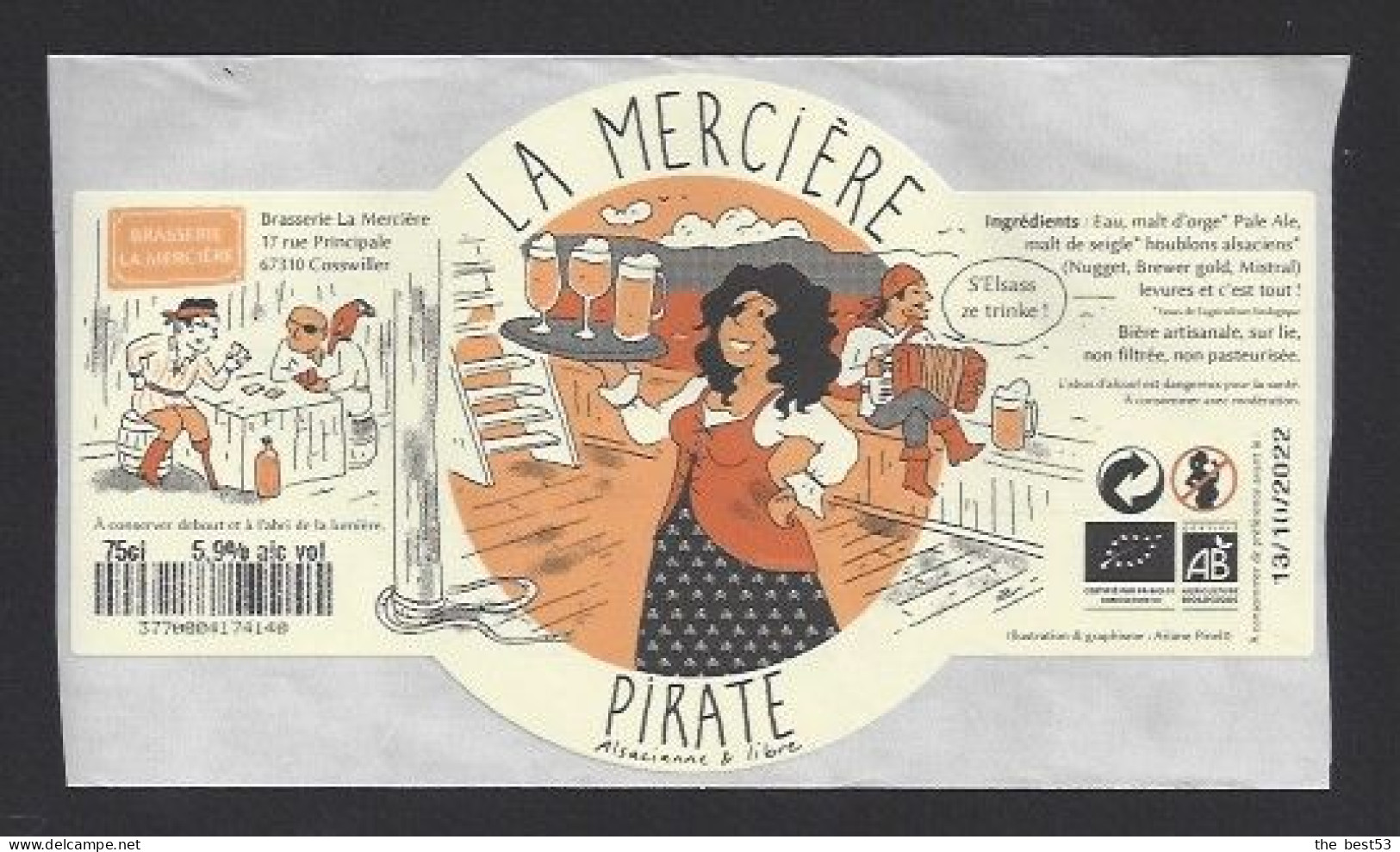 Etiquette De Bière Pirate  -  Brasserie La Mercière  à  Cosswiller  (67) - Beer
