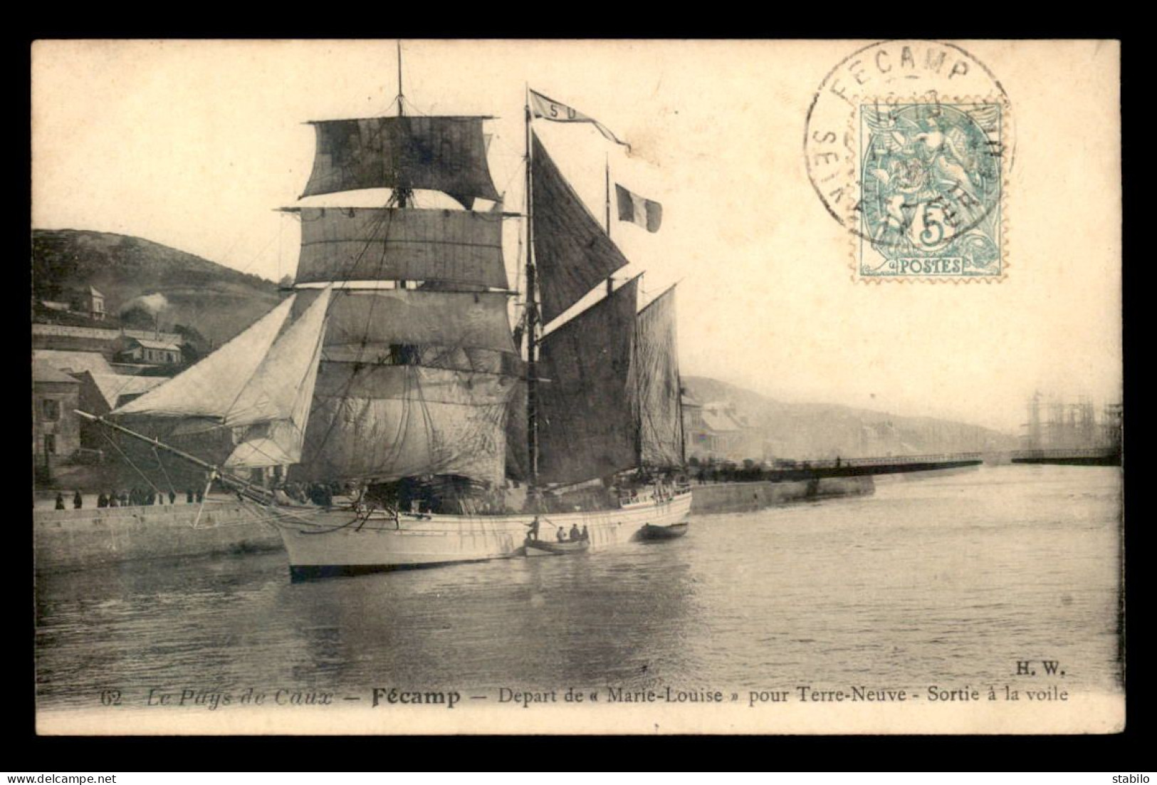 VOILIERS - DEPART DU "MARIE-LOUISE" POUR TERRE-NEUVE - FECAMP - Sailing Vessels