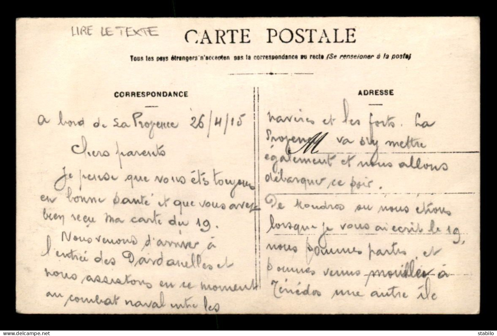 BATEAUX DE GUERRE - LA PROVENCE ET LA SAVOIE - LIRE LE TEXTE - Guerra