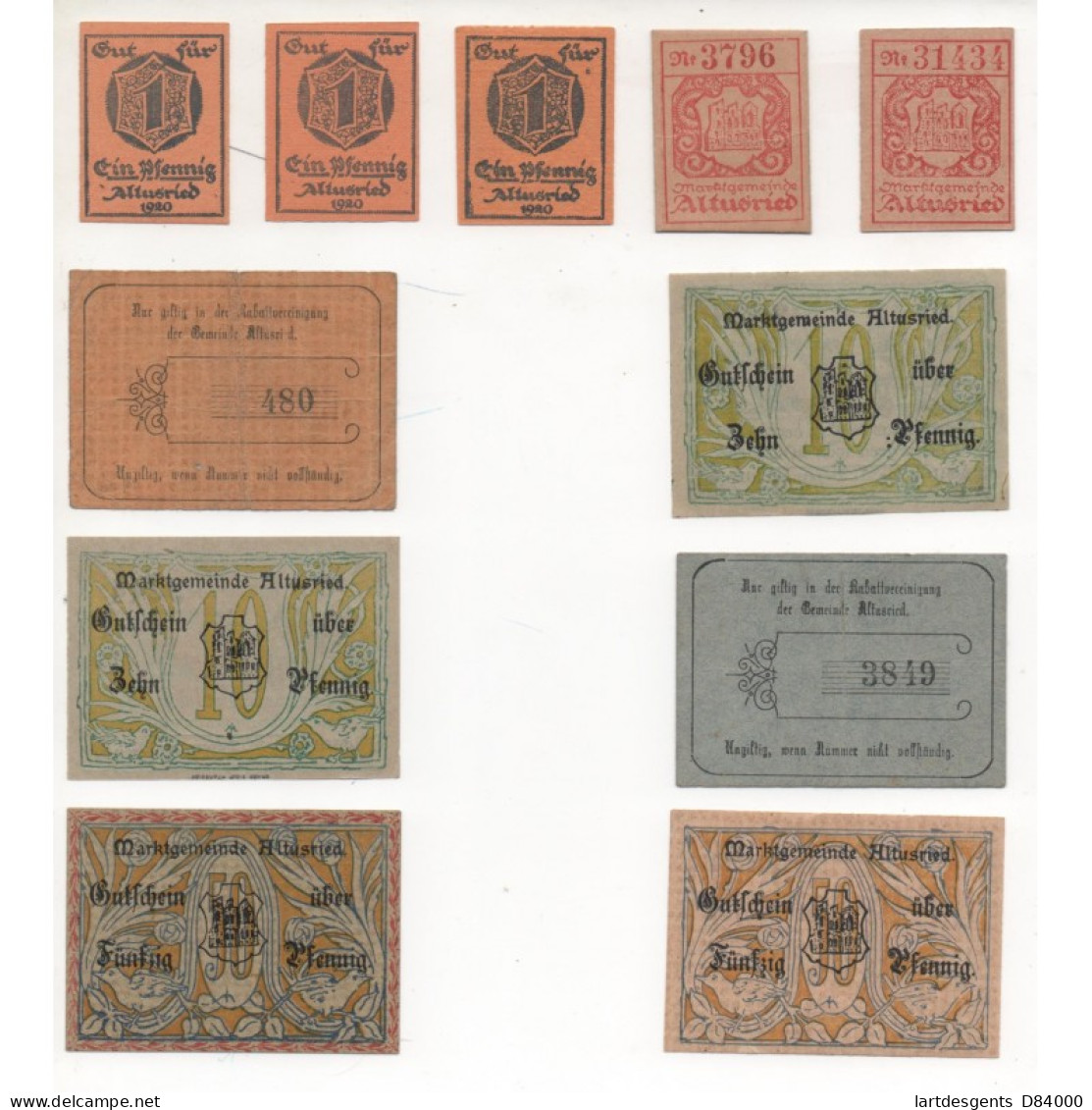 NOTGELD - ALTUSRIED - 11 Different Notes - 1918-1920 (A042) - [11] Local Banknote Issues