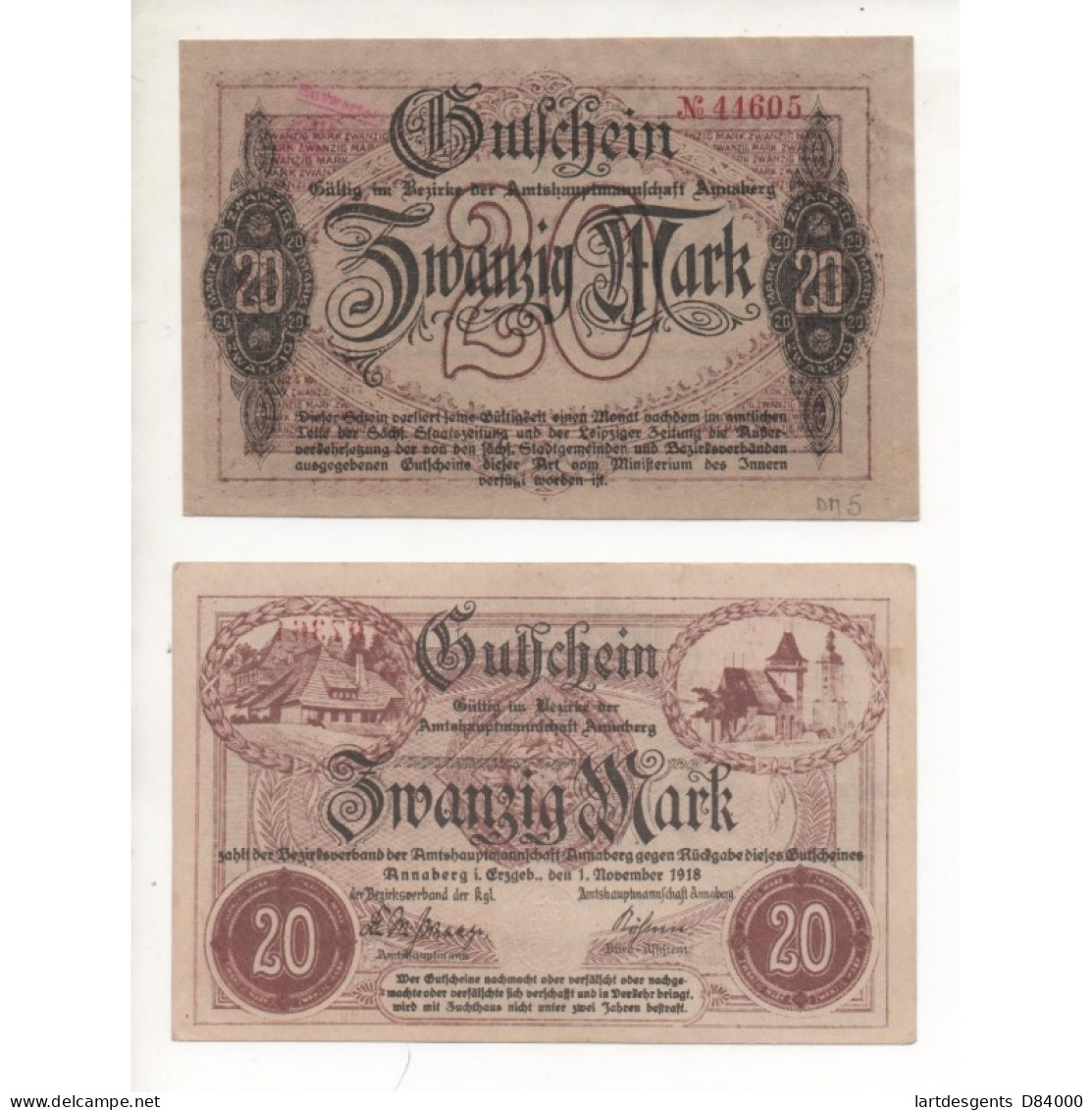 NOTGELD - ANNABERG - 5 Different Notes - VARIANTE - 1918 (A051) - [11] Local Banknote Issues