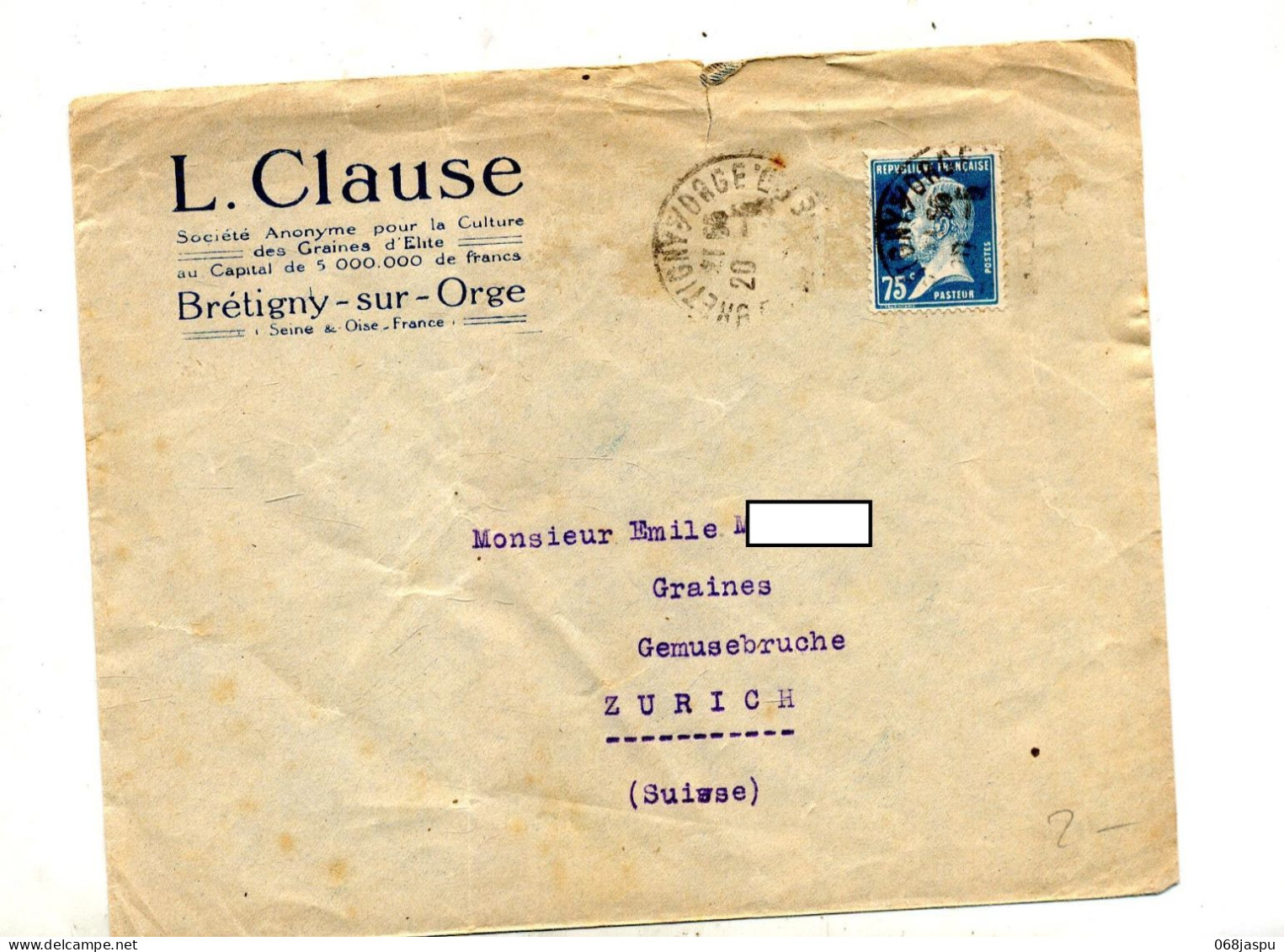 Lettre Cachet Bretigny Sur Pasteur - Matasellos Manuales