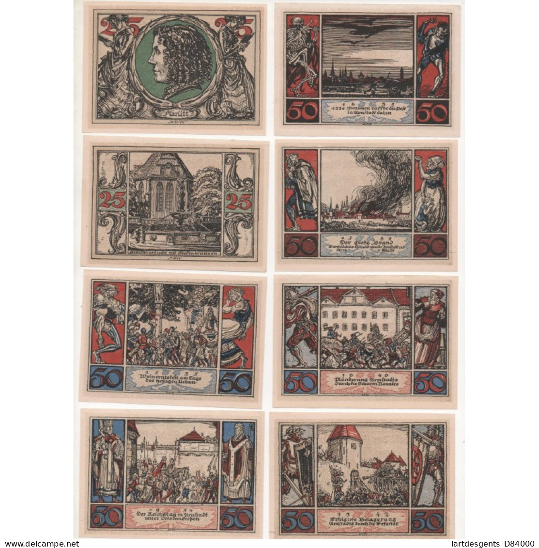 NOTGELD - ARNSTADT - 3 Series Of 6 (18 Different Notes) 10 & 25 & 50 Pfennig - 1921 (A061) - [11] Local Banknote Issues