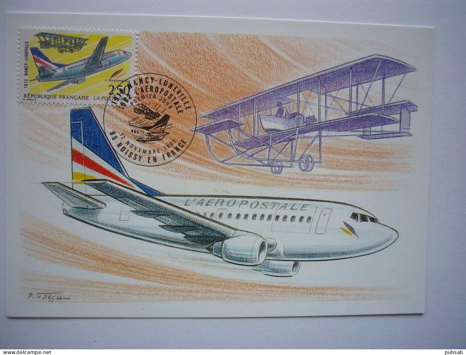 Avion / Airplane / AIR FRANCE - L'AÉROPOSTALE / Boeing 737 / Carte Maximum - 1946-....: Modern Era