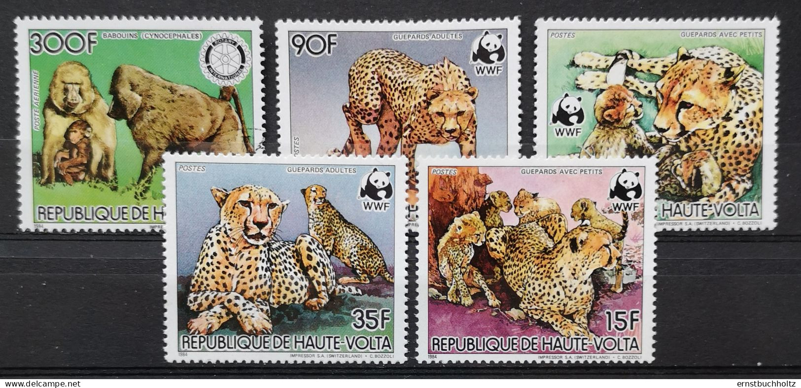 Obervolta 1984 Wildlebende Säugetiere WWF 4v** + Rotary 1v° Gest. - Obervolta (1958-1984)