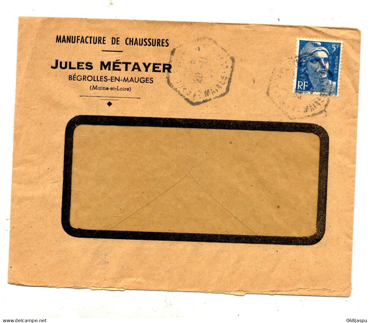 Lettre Cachet  Begrolles Sur Gandon Entete Manufacture Chaussure - Manual Postmarks