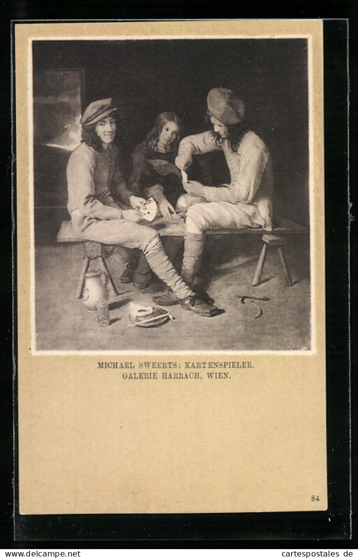 AK Trio Beim Kartenspiel An Einem Tisch  - Spielkarten