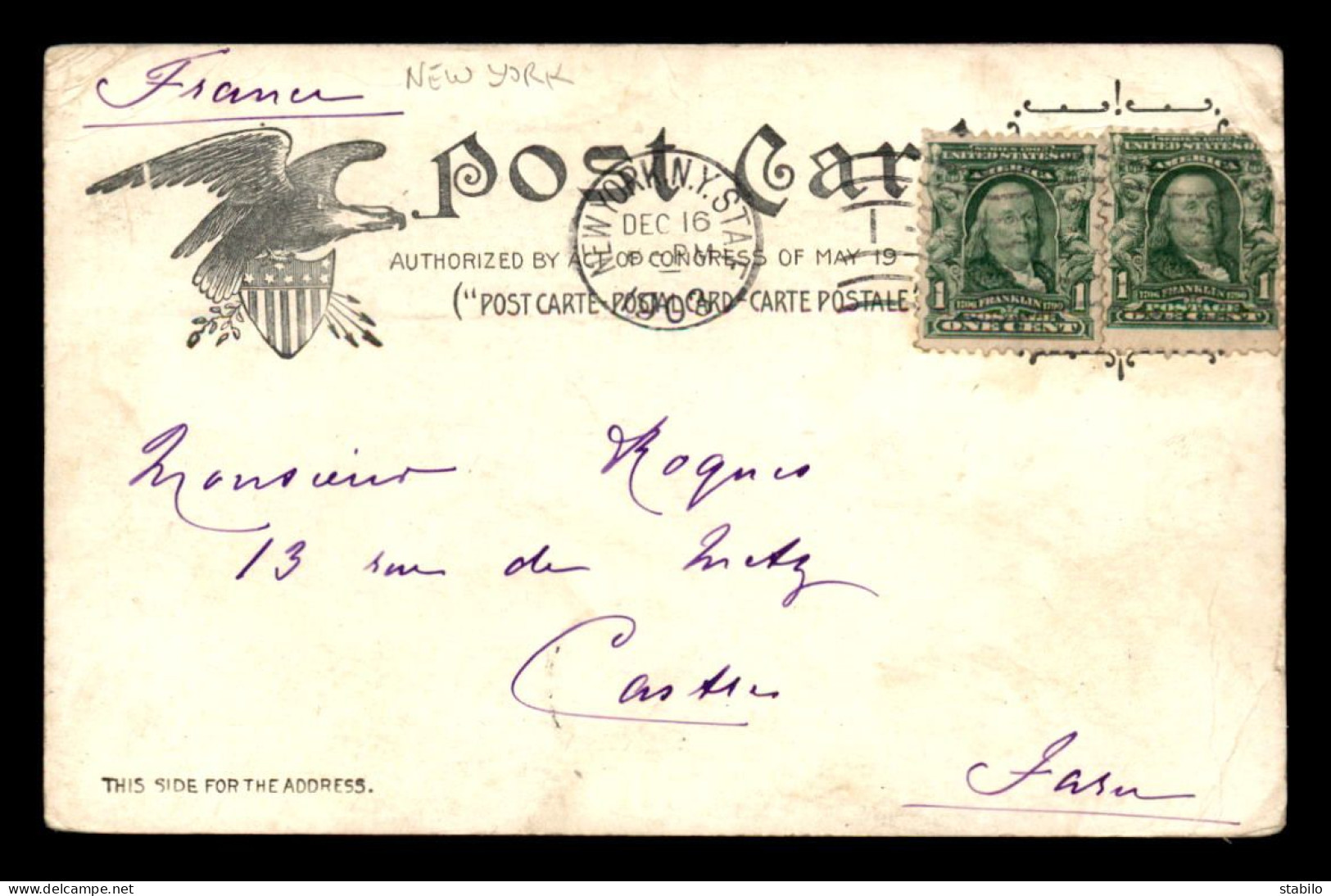 ETATS-UNIS - NEW YORK - ILL P CARD CO, 118 CHAMBERS ST - VOIR ETAT - Other & Unclassified