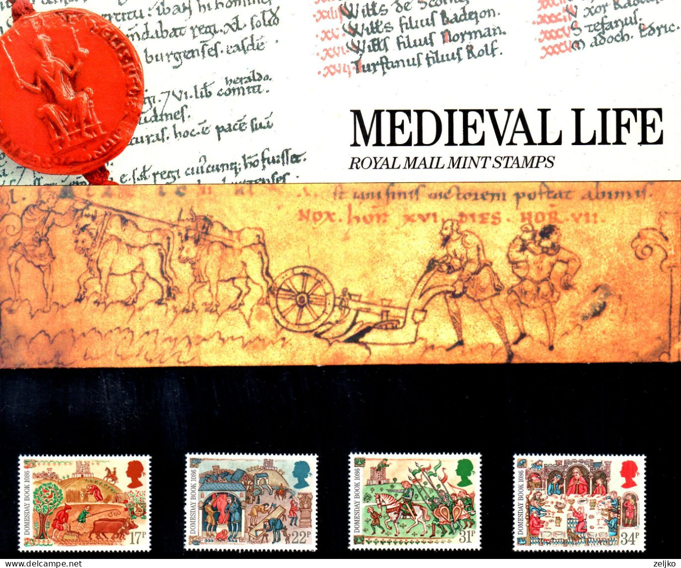 UK, GB, Great Britain, MNH, 1986, Michel 1072 - 1075, Medieval Life - Neufs