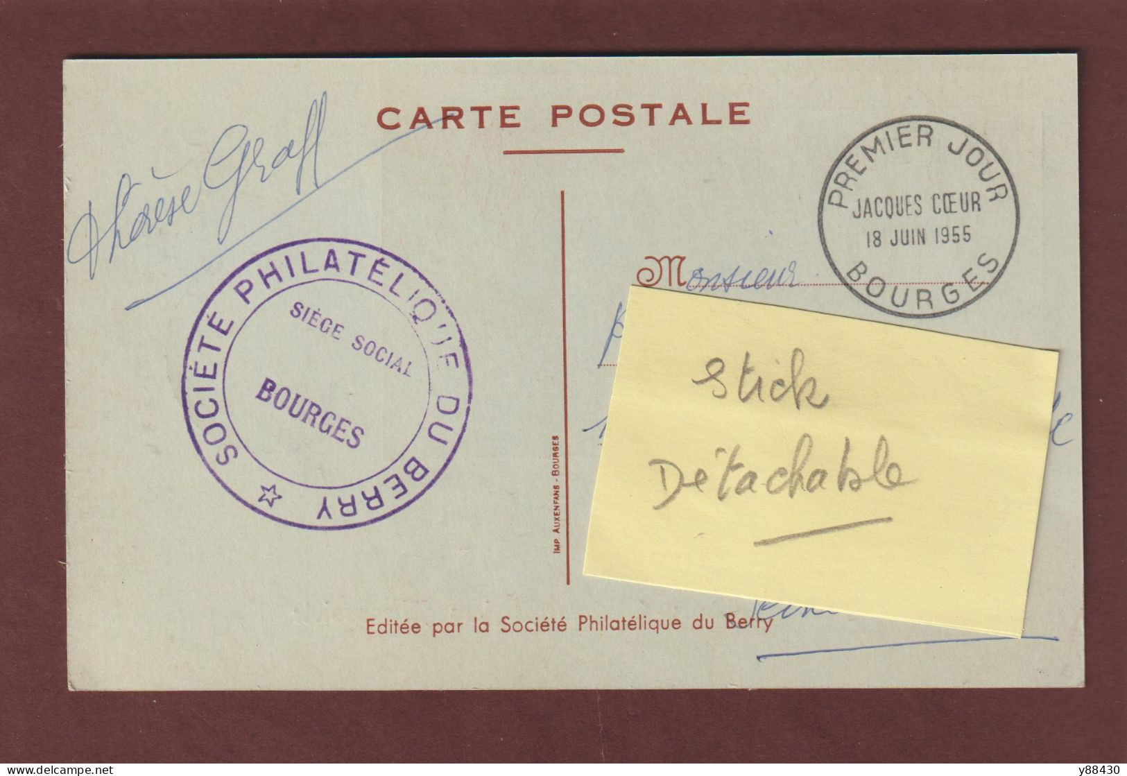 1034 De 1955 - Carte 1er Jour à BOURGES Le 18/06/1955 - JACQUES COEUR . Argentier Du Roi Charles VII - 3 Scan - 1950-1959
