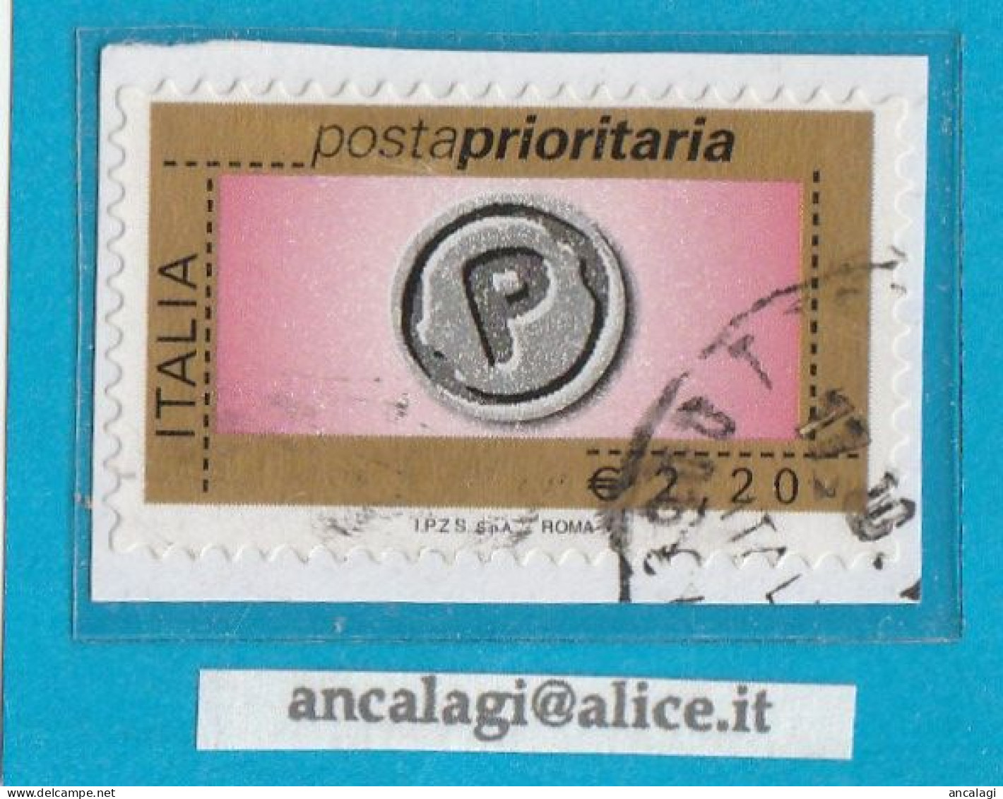 USATI ITALIA POSTA PRIORITARIA Senza/mill. - Ref.1454 "10^ Emissione" 1 Val. €2,20 - - 2001-10: Used