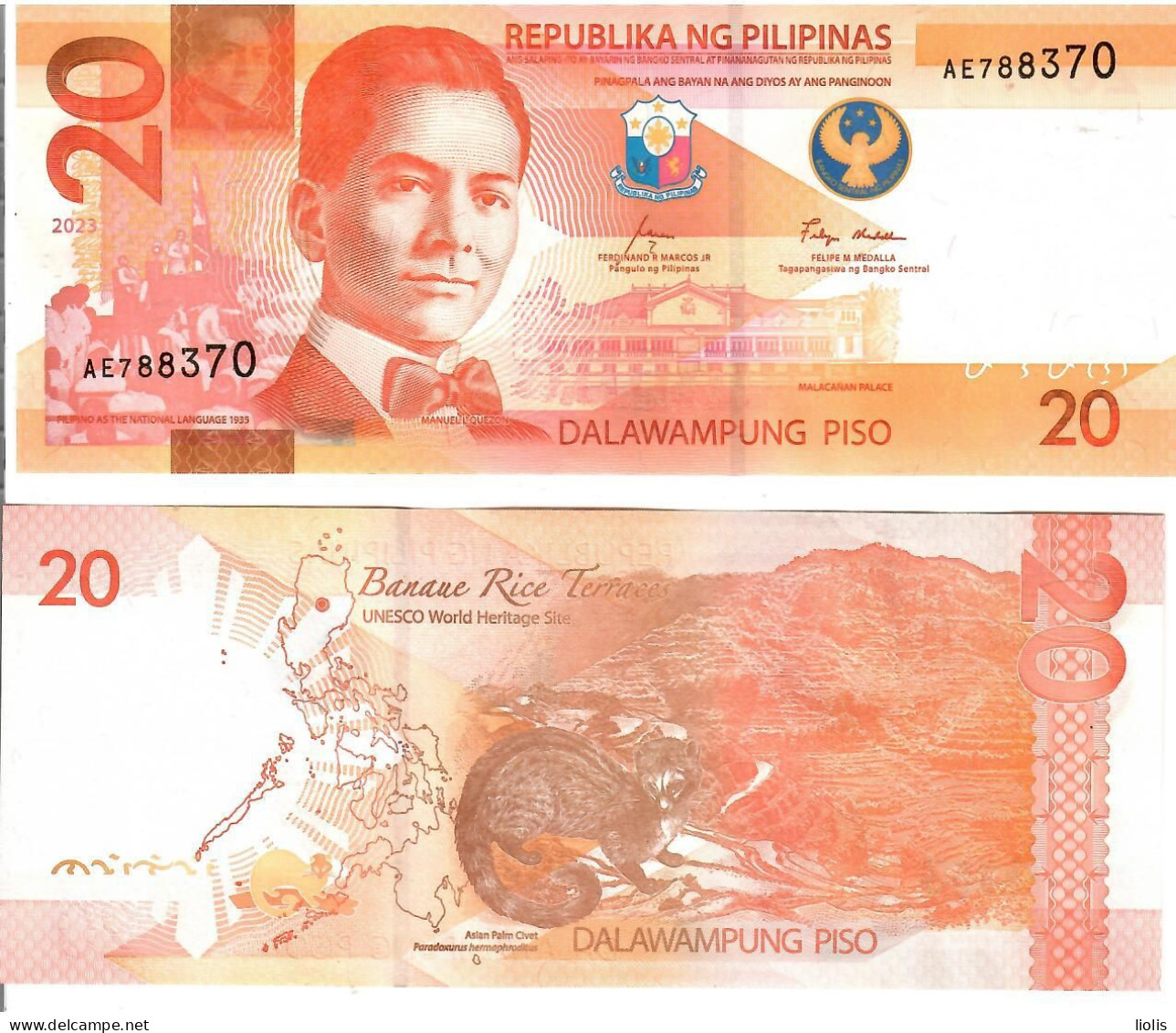 Philippines    20 Piso  2023   UNC - Filippine