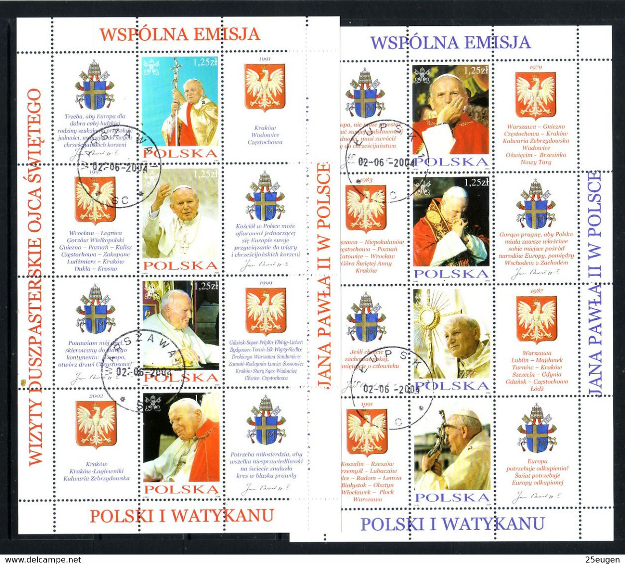 POLAND 2004 MICHEL NO 4109-4116 MS USED - Usados