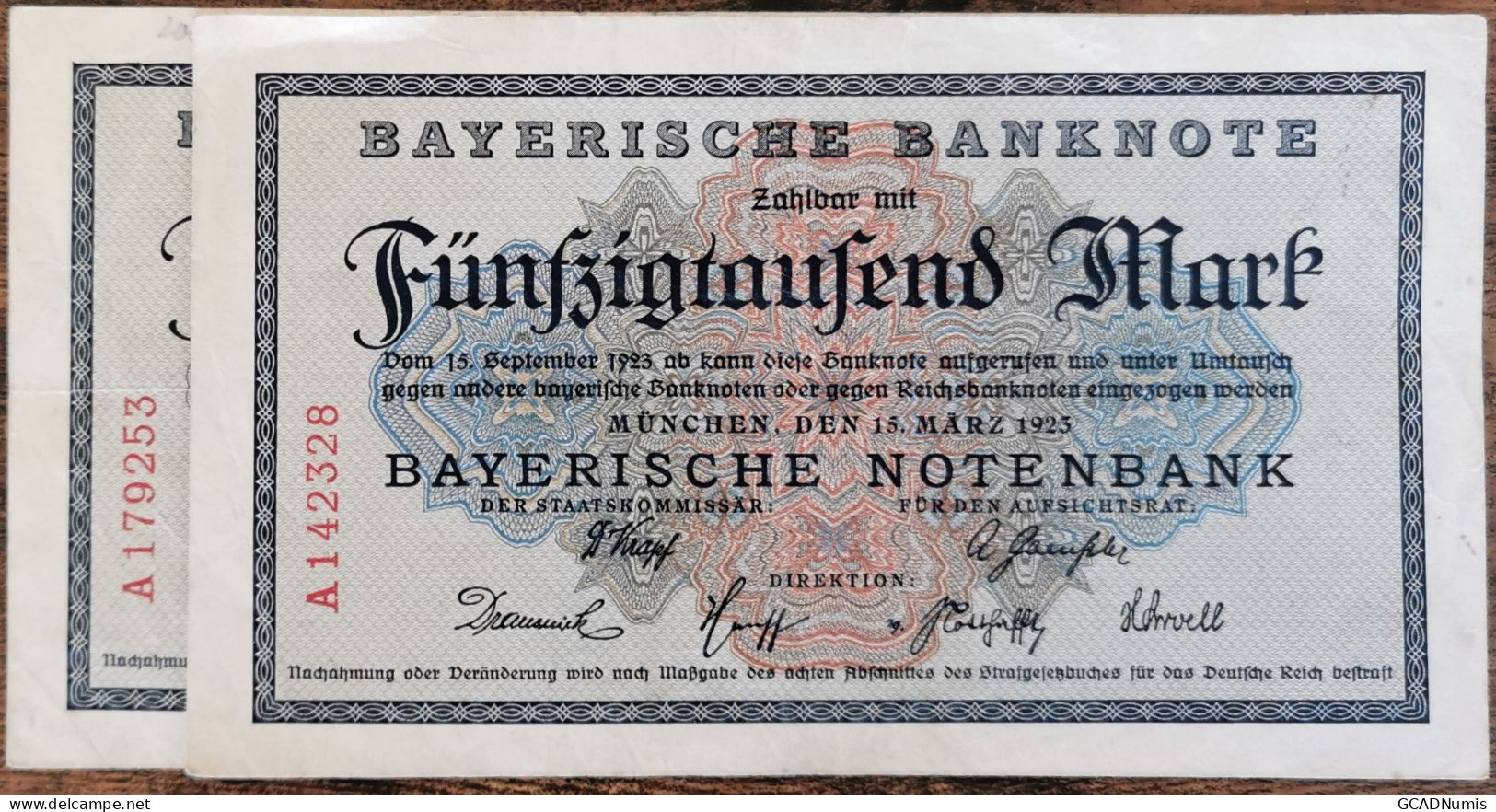 Billet Allemagne 50000 Mark 15 - 3 - 1923 / Bayersche Notenbank - 50000 Mark