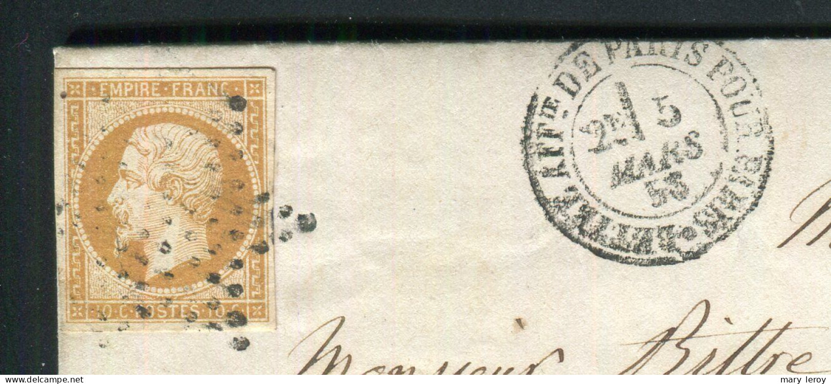 Belle Lettre Locale De Paris ( 1855 ) - Cachet Lettre Affie De Paris Pour Paris Avec Un N° 13A - 1849-1876: Periodo Clásico