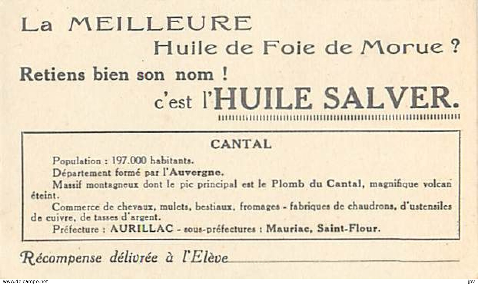 BON POINT PUBLICITAIRE. HUILE SALVER. CANTAL. - Other & Unclassified