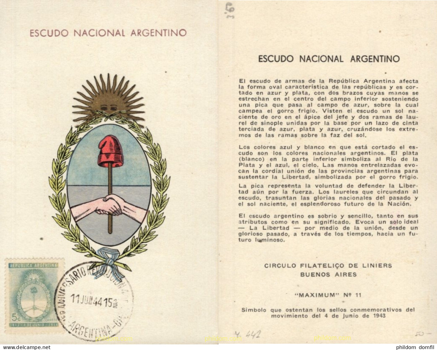 730561 MNH ARGENTINA 1944 PRIMER ANIVERSARIO DEL NUEVO REGIMEN DE ARGENTINA - Nuevos