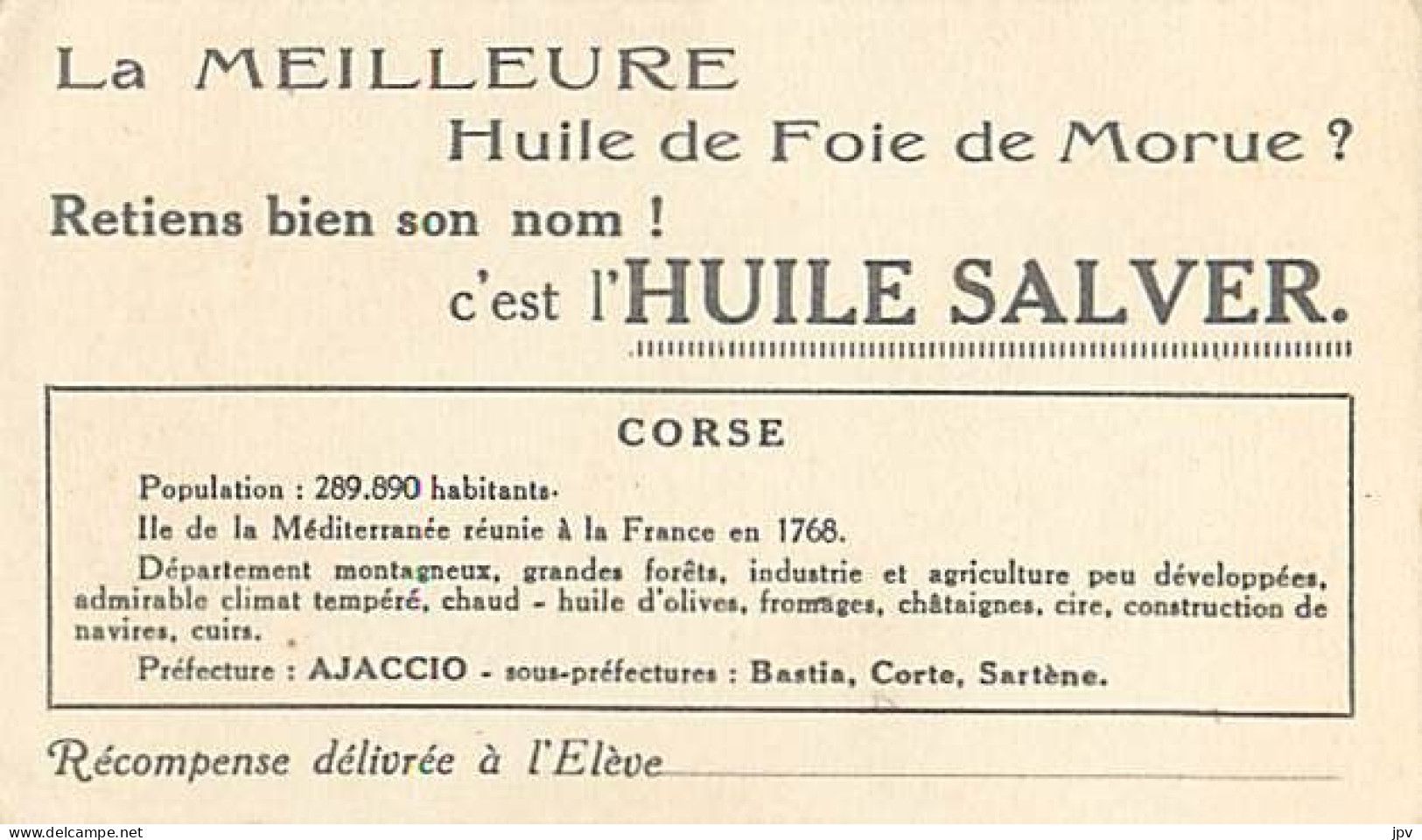 BON POINT PUBLICITAIRE. HUILE SALVER. CORSE. - Autres & Non Classés