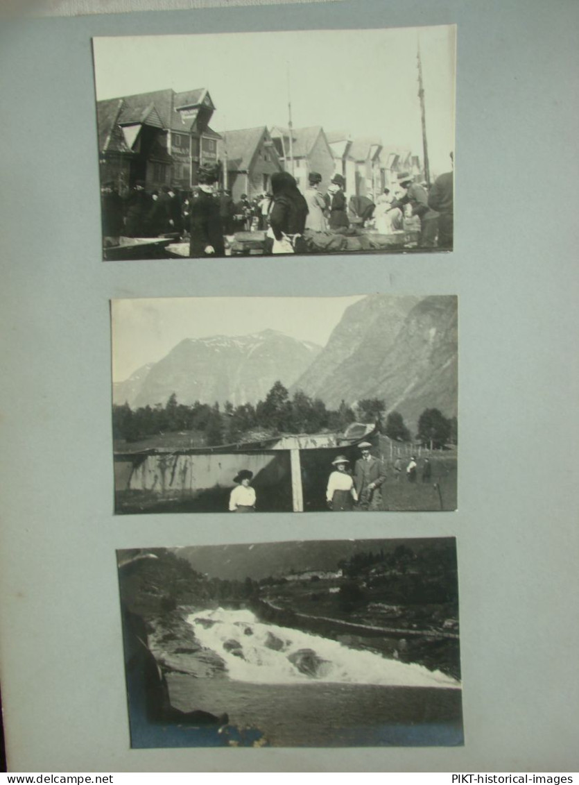 ALBUM PHOTOS ANCIEN 1910 VOYAGES & CROISIÈRES en NORVÈGE FRANCE ALLEMAGNE PHOTOGRAPHIES CITRATE & ARGENTIQUE TBE
