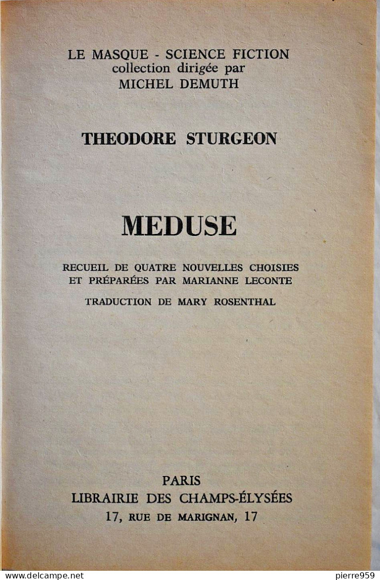 Méduse - Théodore Sturgeon - Le Masque SF