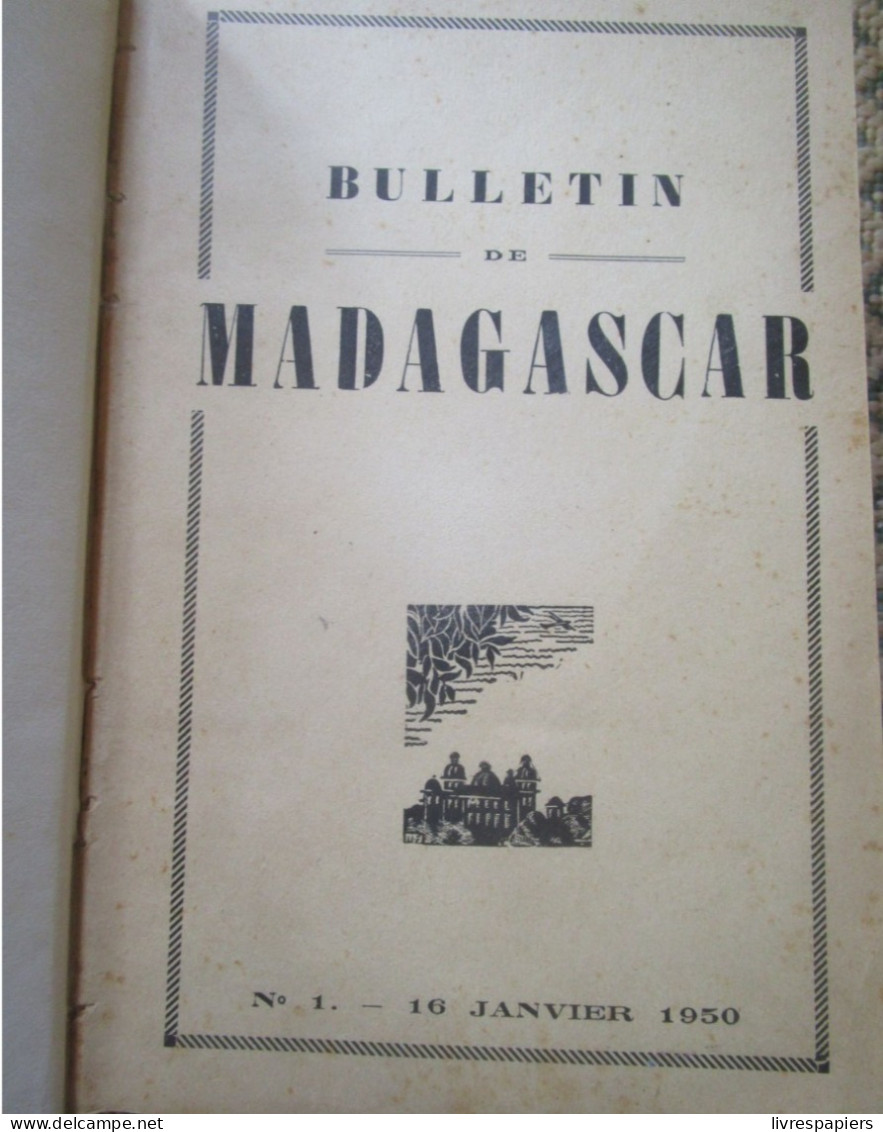 Madagascar BULLETIN DE MADAGASCAR 1950 Complet Janv à Dec , Relier Couvertures Conservées - History