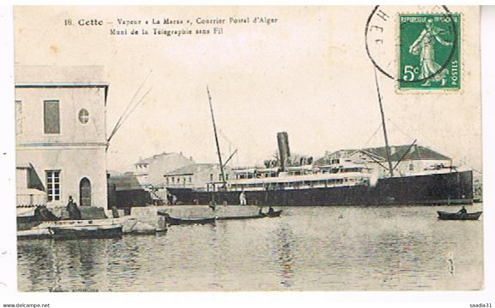 34  SETE CETTE LE MARSA COURRIER D ALGER  1909 - Sete (Cette)