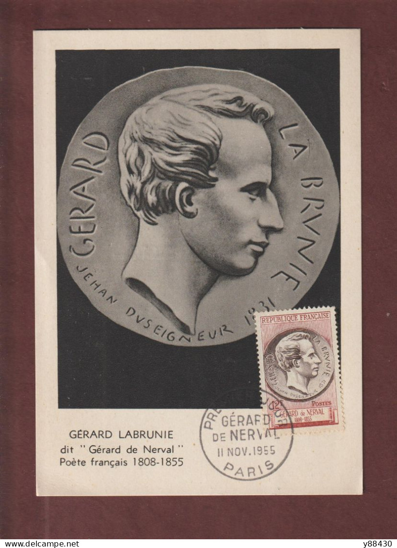 1043 De 1955 - Carte 1er Jour à PARIS Le 11/11/1955 - GÉRARD LABRUNIE . Poète Et Écrivain Français - 2 Scan - 1950-1959