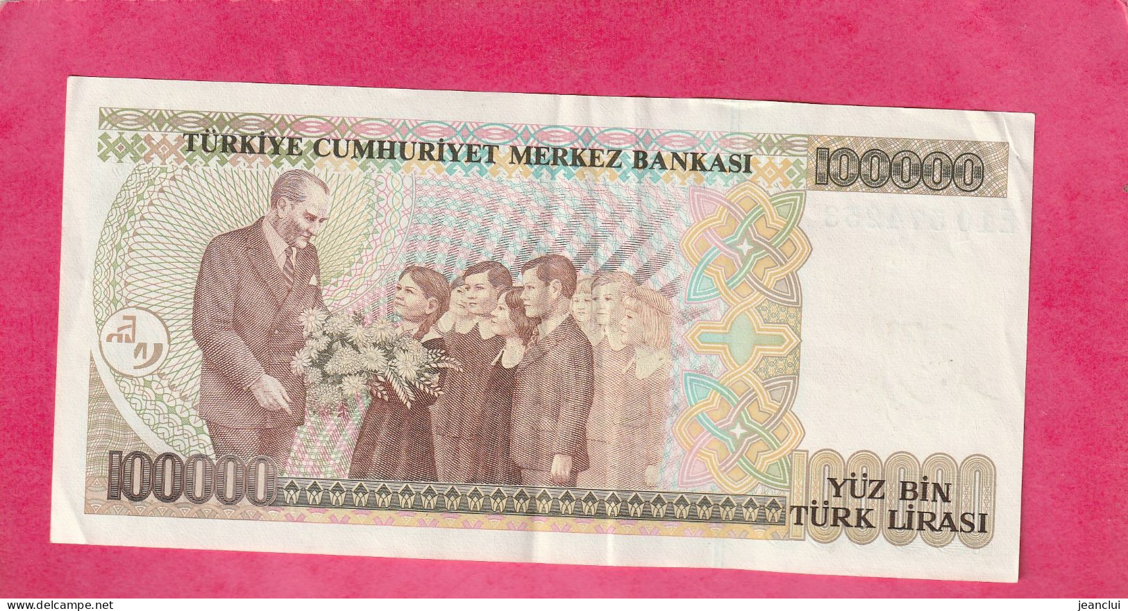 TÜRKIYE CUMHURIYET MERKEZ BANKASI . 100.000 LIRA  .  14 OCAK 1970 .  N°  E10 574253  .  2 SCANNES  .  BILLET EN BEL ETAT - Turkije