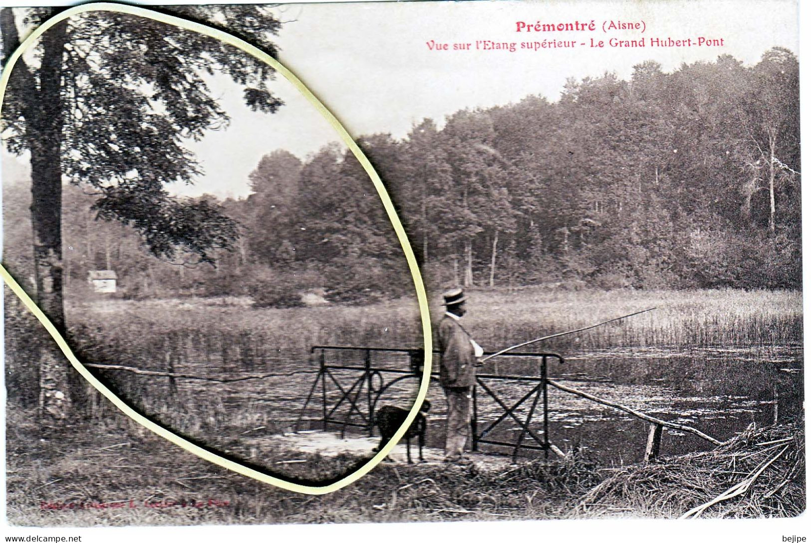 02 Aisne PREMONTRE Vue Sur L'étang Avec Pêcheur Le Grand Hubert Pont - Andere & Zonder Classificatie