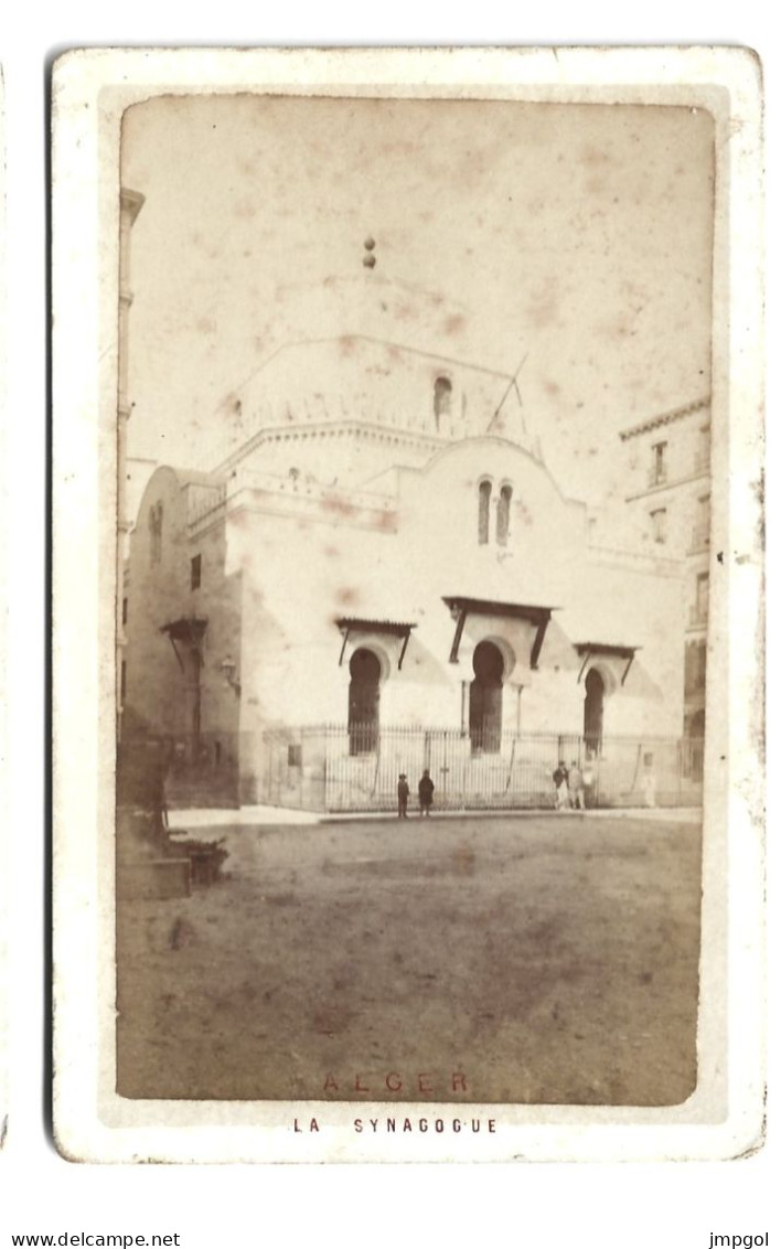 Photo Ancienne Sur Carton Alger La Synagogue - Lugares