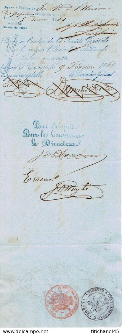 LIEGE 1861 - Mandat De H. DESSAIN Editeur-imprimeur à Monsieur WUYTS Libraire à BRUXELLES - 1800 – 1899