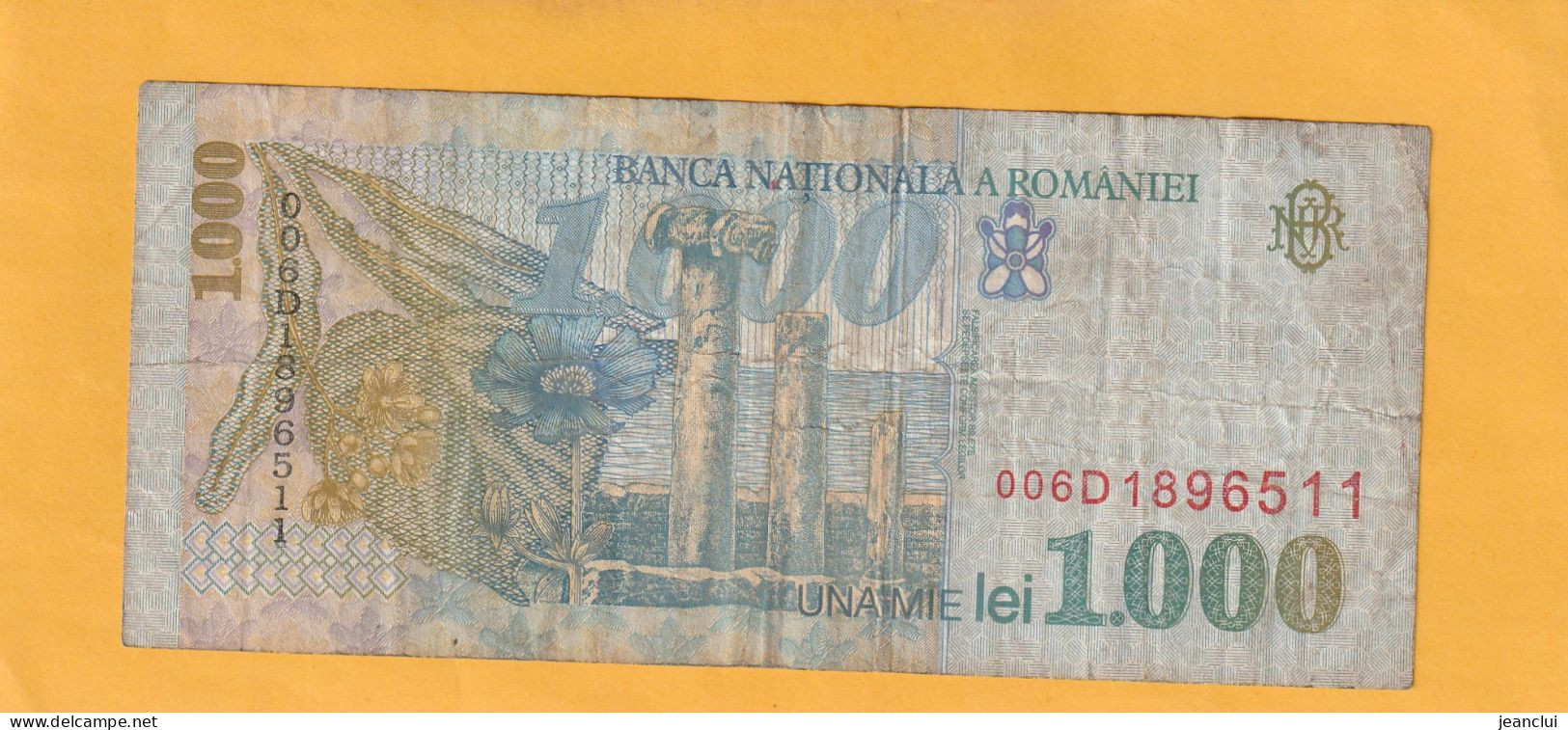 BANCA NATIONALA A ROMANIEI . 1.000 LEI  . 1993 .  N°  006D 1896511  .  2 SCANNES  .  BILLET USITE - Rumania