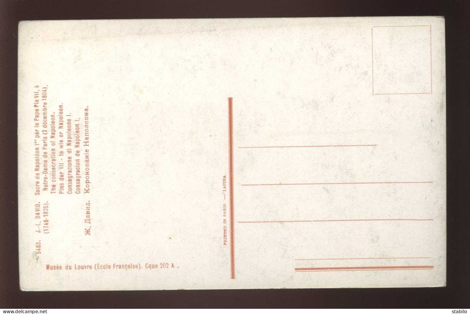 ILLUSTRATEURS - TABLEAU DE J. L. DAVID -  EDITION LAPINA N°5483 - Other & Unclassified