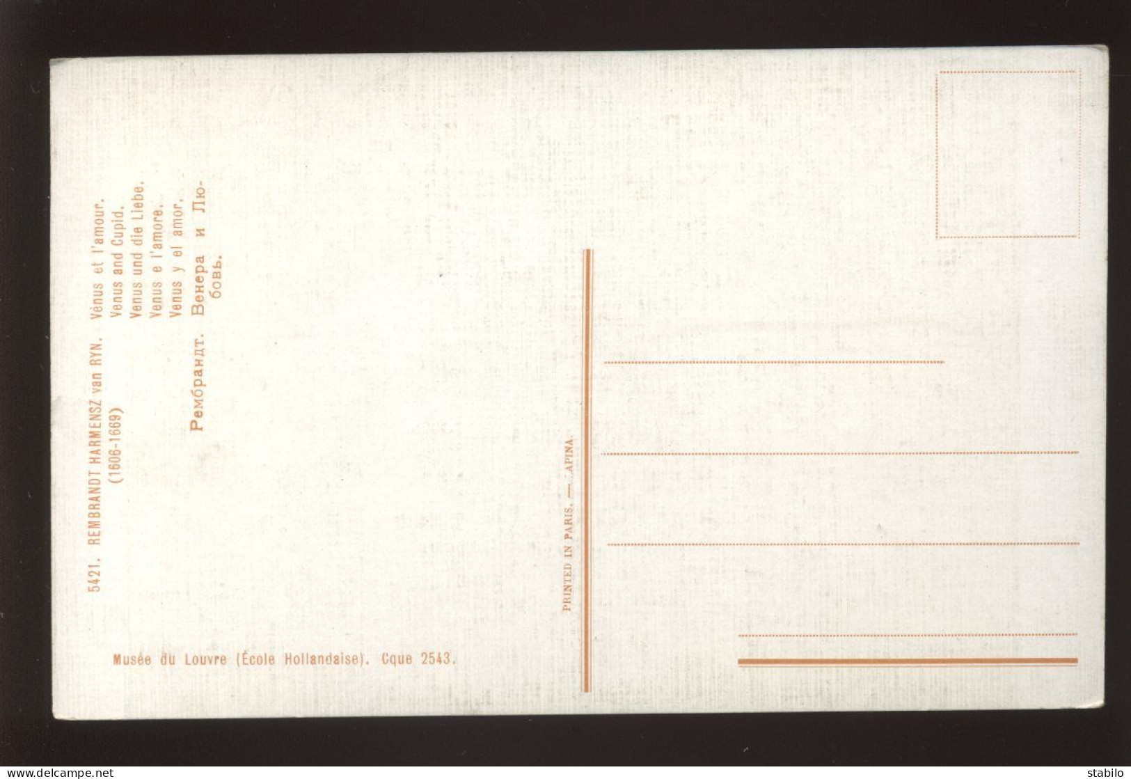 ILLUSTRATEURS - TABLEAU DE REMBRANDT HARMENSZ VAN RYN - EDITION LAPINA N°5421 - Other & Unclassified